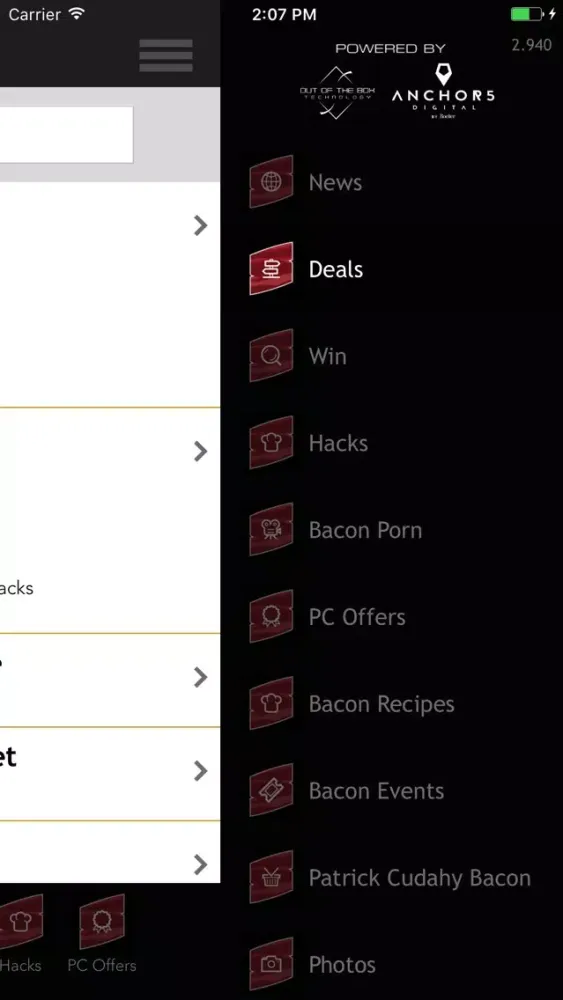 Capturas de tela do Bacon Lovers Club App