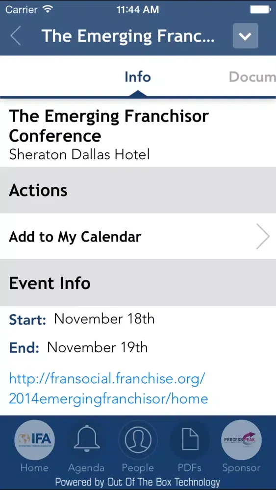 Ảnh chụp màn hình của IFA - Emerging Franchisor Conference