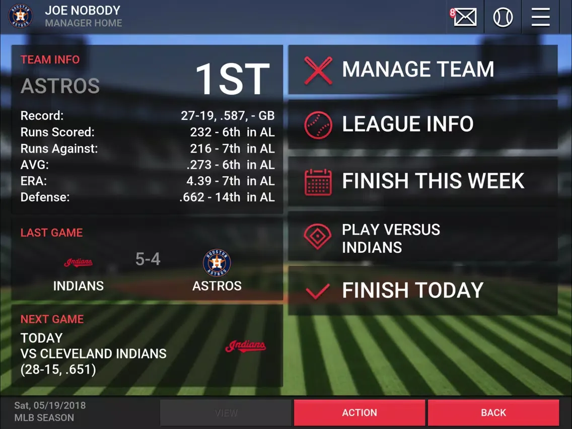 Tangkapan skrin MLB Manager 2018 iPad 