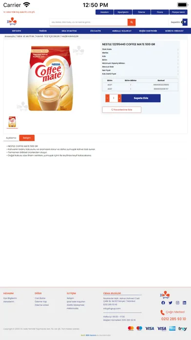 Zrzuty ekranu 1C Grup B2B