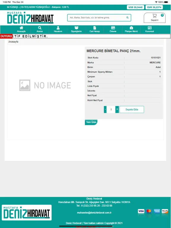 Deniz Hırdavat B2B iPad  스크린샷