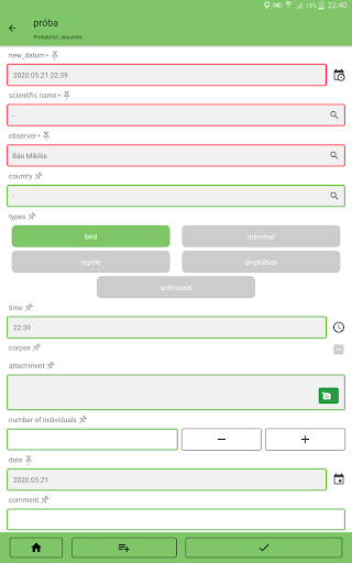 OpenBioMaps data forms Screenshots