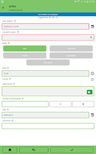 OpenBioMaps data forms Screenshots