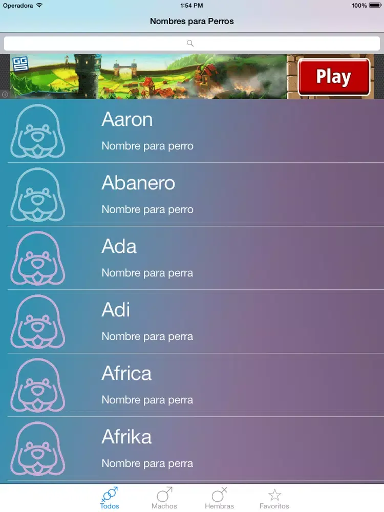 Capturas de pantalla de Nombres para Perros Gratis iPad 