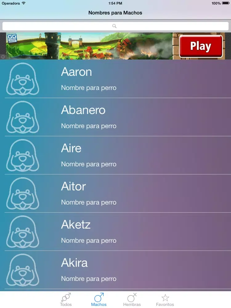 Capturas de pantalla de Nombres para Perros Gratis iPad 