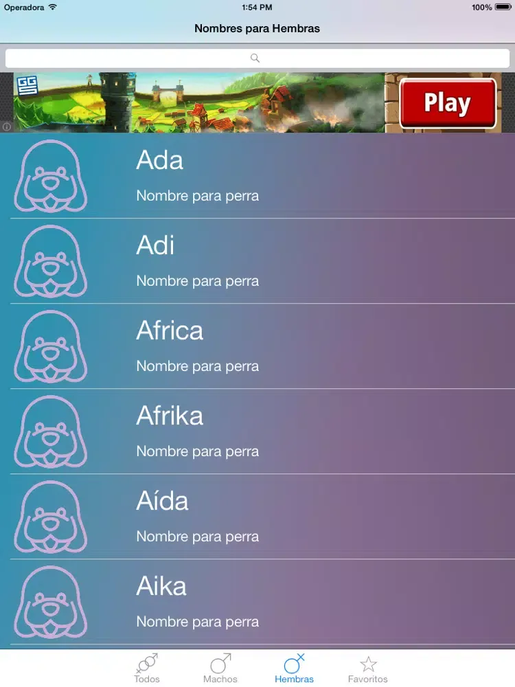 Capturas de pantalla de Nombres para Perros Gratis iPad 