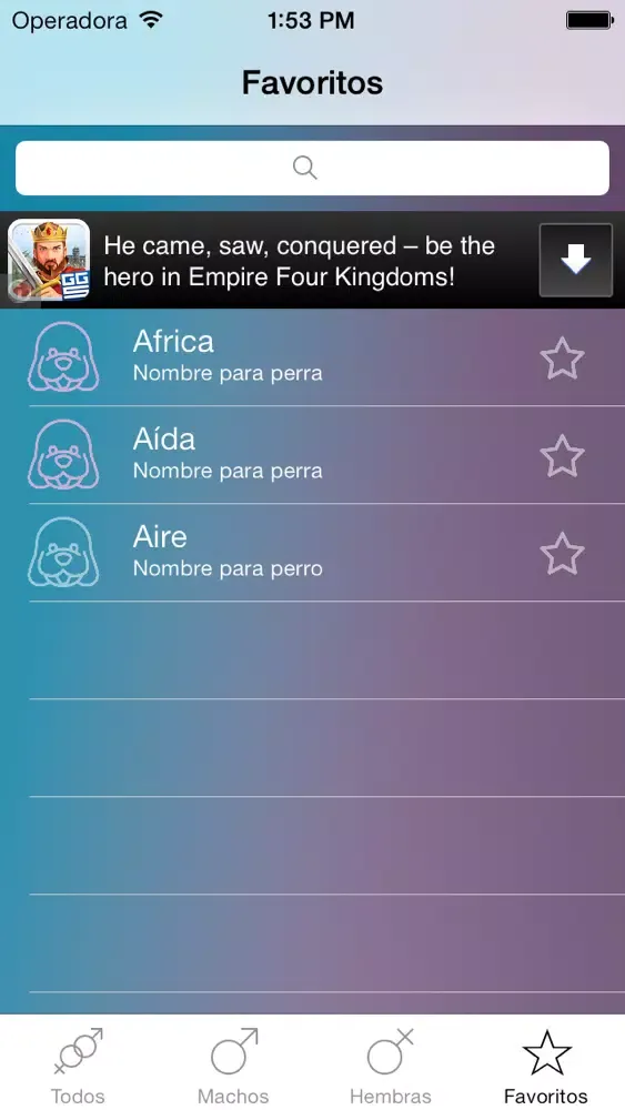 Capturas de pantalla de Nombres para Perros Gratis