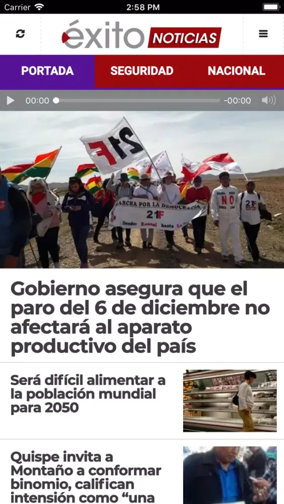 Tangkapan layar Éxito Noticias
