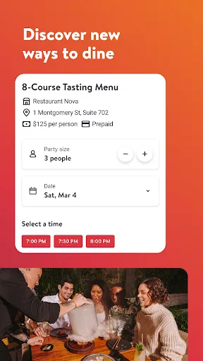 Capturas de tela do OpenTable