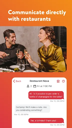 Capturas de tela do OpenTable