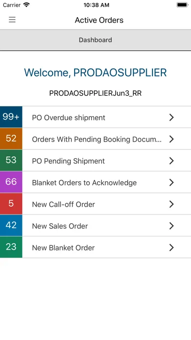 Zrzuty ekranu OpenText Active Orders Mobile