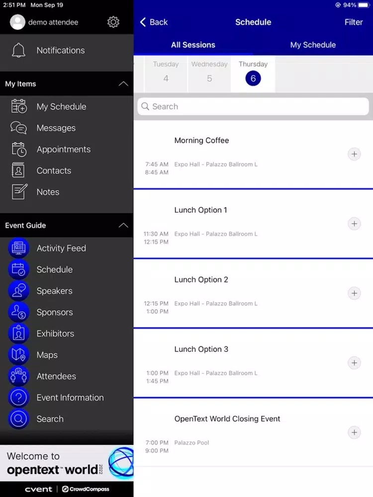 OpenText World 2022 iPad 应用截图