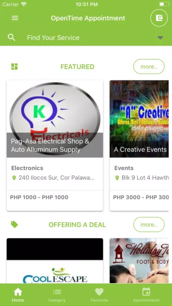 OpenTime Appointment Screenshots