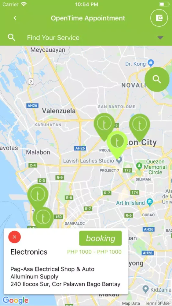 OpenTime Appointment Screenshots