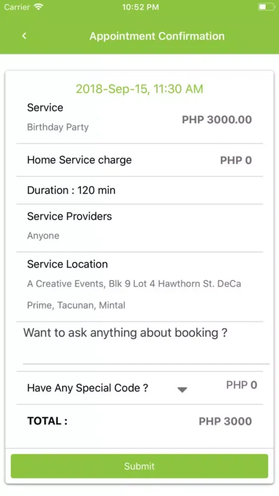 OpenTime Appointment Screenshots