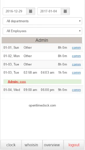 Ảnh chụp màn hình của OpenTimeClock