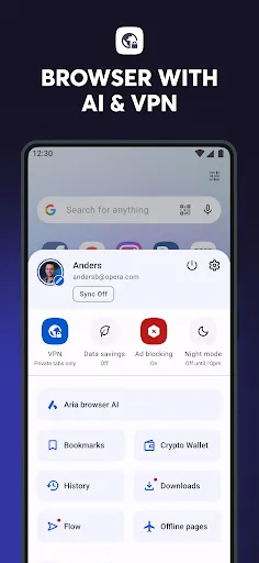 Tangkapan layar Opera browser with AI
