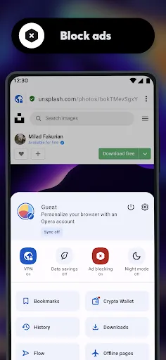 Opera browser beta with AI应用截图
