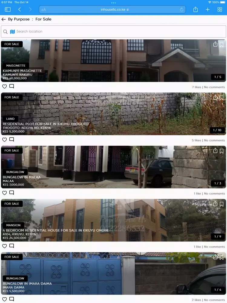 Capturas de tela do inhouse iPad 