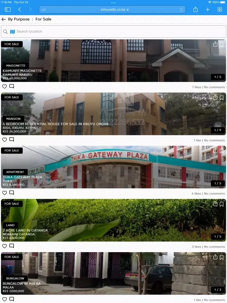 Capturas de tela do inhouse iPad 
