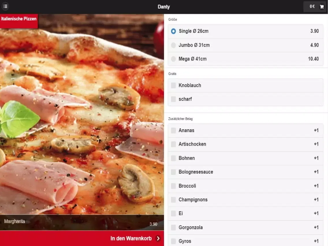 Danty Pizza Köln iPad 应用截图
