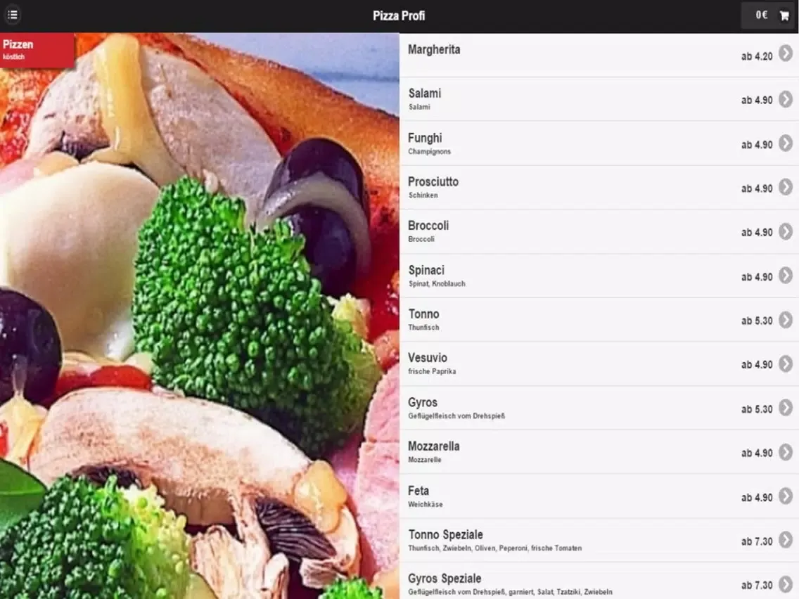 Capturas de tela do Pizza Profi iPad 