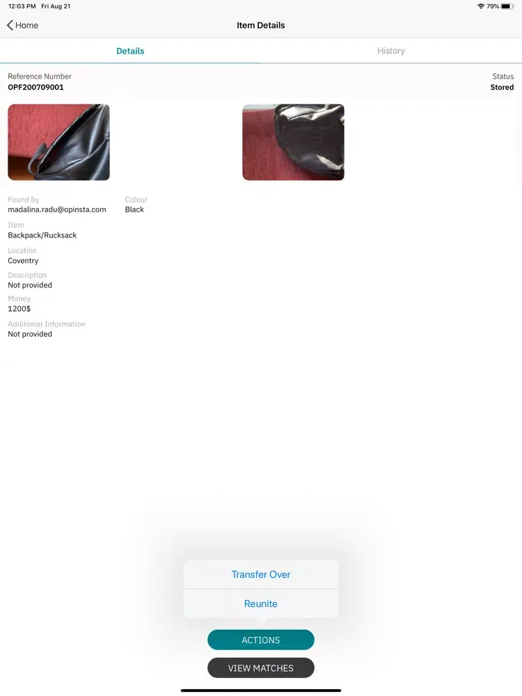 Ảnh chụp màn hình của Opinsta Lost & Found iPad 