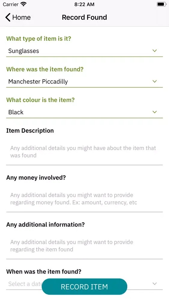 Ảnh chụp màn hình của Opinsta Lost & Found