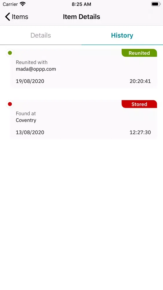 Ảnh chụp màn hình của Opinsta Lost & Found