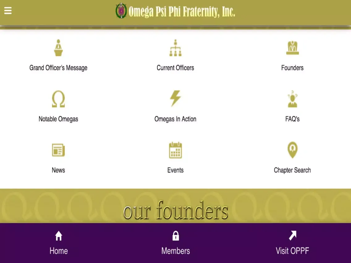 Tangkapan skrin Omega Psi Phi Fraternity iPad 