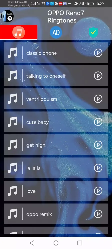 Capturas de tela do OPPO Reno7 Phone Ringtones