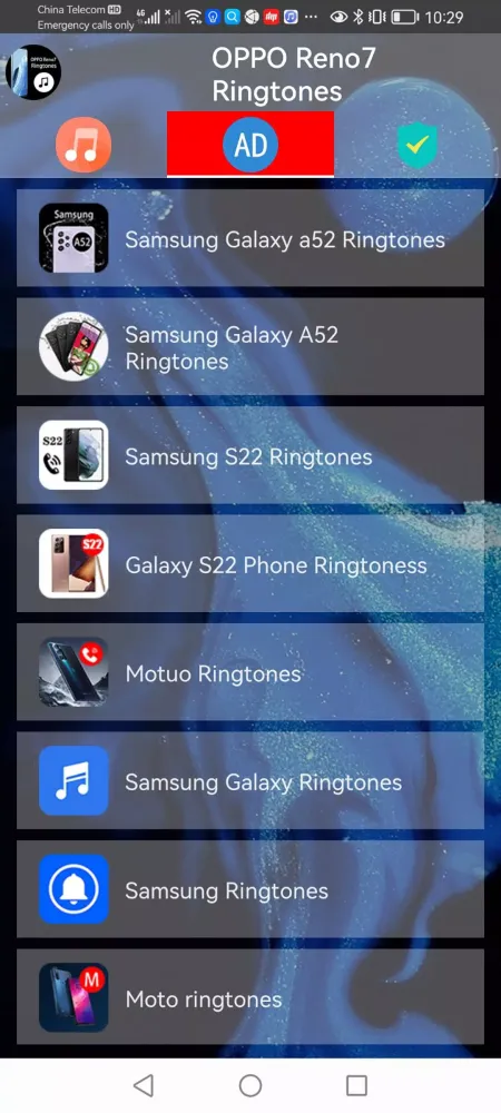 Capturas de tela do OPPO Reno7 Phone Ringtones