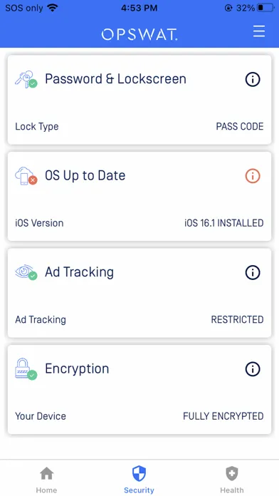 OPSWAT Mobile App স্ক্রিনশট