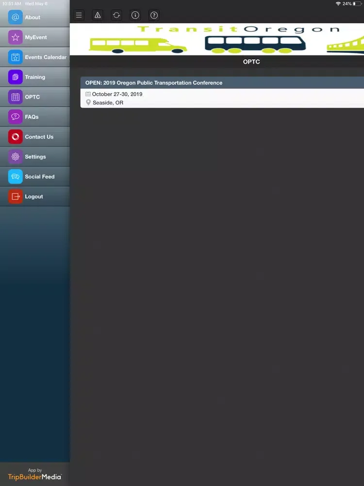 Ảnh chụp màn hình của Oregon Public Transportation iPad 