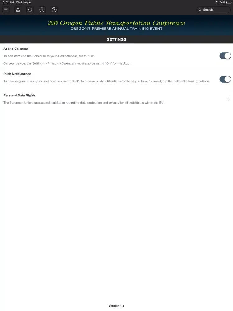 Ảnh chụp màn hình của Oregon Public Transportation iPad 