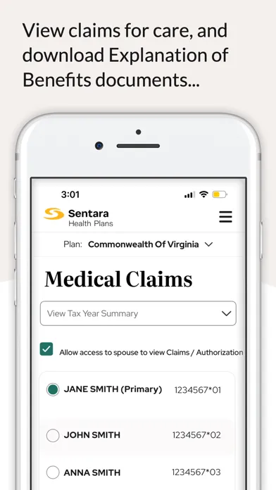 Capturas de tela do Sentara Health Plans