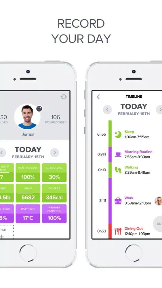 Optimized - Lifelogging and Quantified Self Improvement App Screenshots