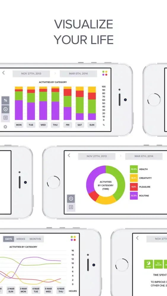 Optimized - Lifelogging and Quantified Self Improvement App Screenshots