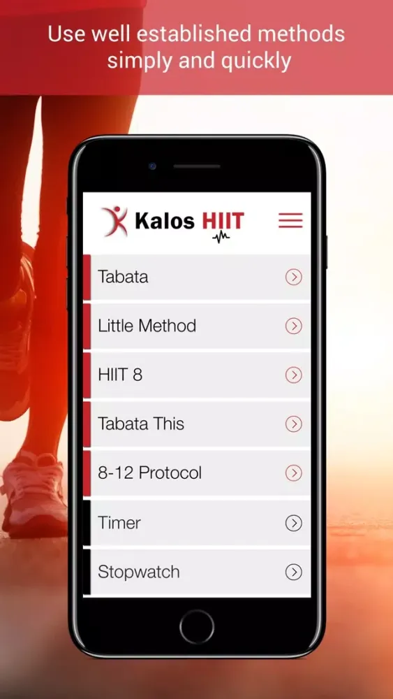 Tangkapan skrin Kalos HIIT