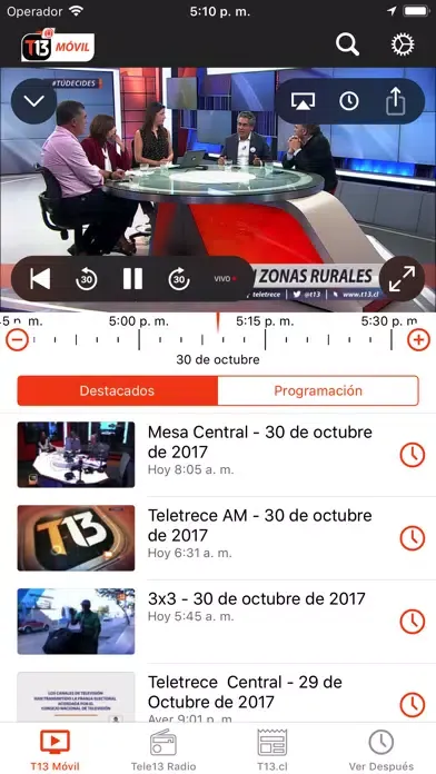 Capturas de tela do T13 Móvil