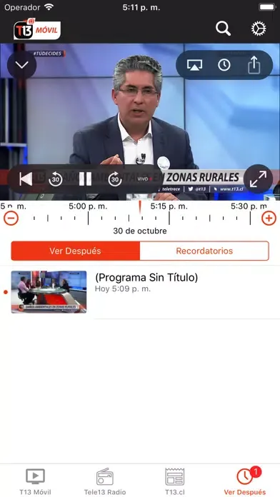 Capturas de tela do T13 Móvil