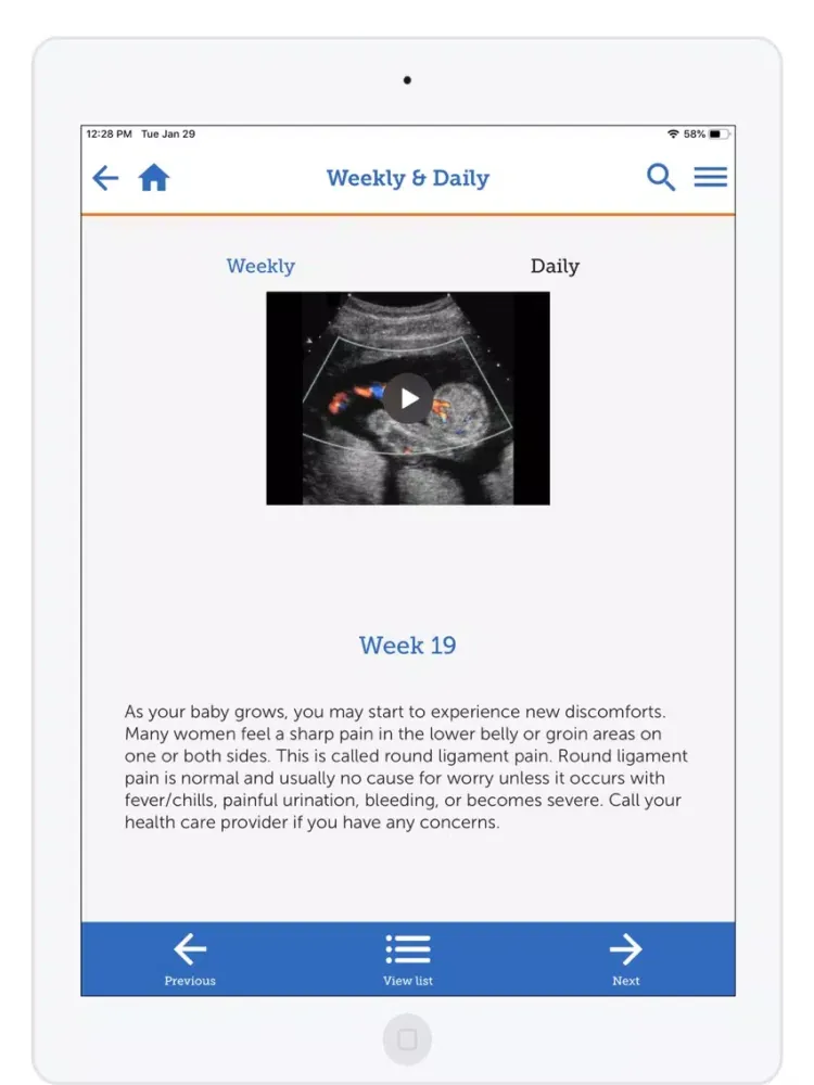 Optum Healthy Beginnings iPad  Screenshots