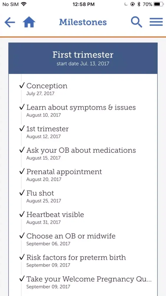Optum Healthy Beginnings Screenshots