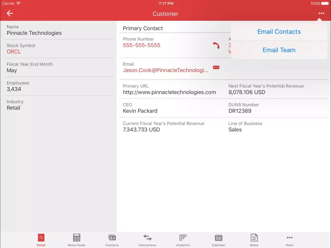 Oracle Sales Cloud Mobile iPad 应用截图