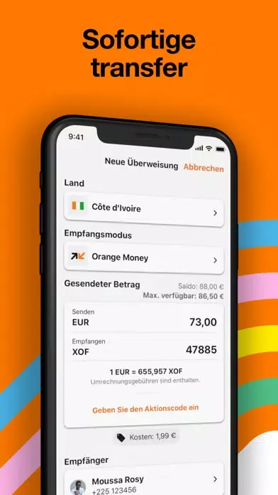 Capturas de pantalla de Orange Money Europe transfert