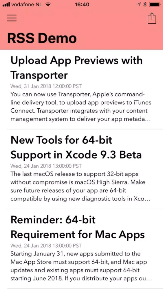 Zrzuty ekranu AppChunks Swift
