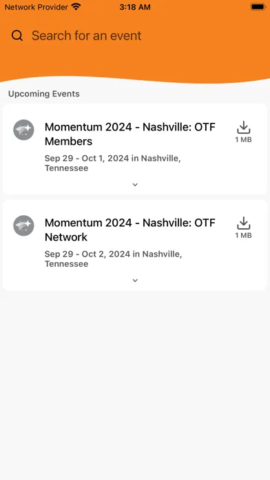 OTF Events سکرین شاٹس