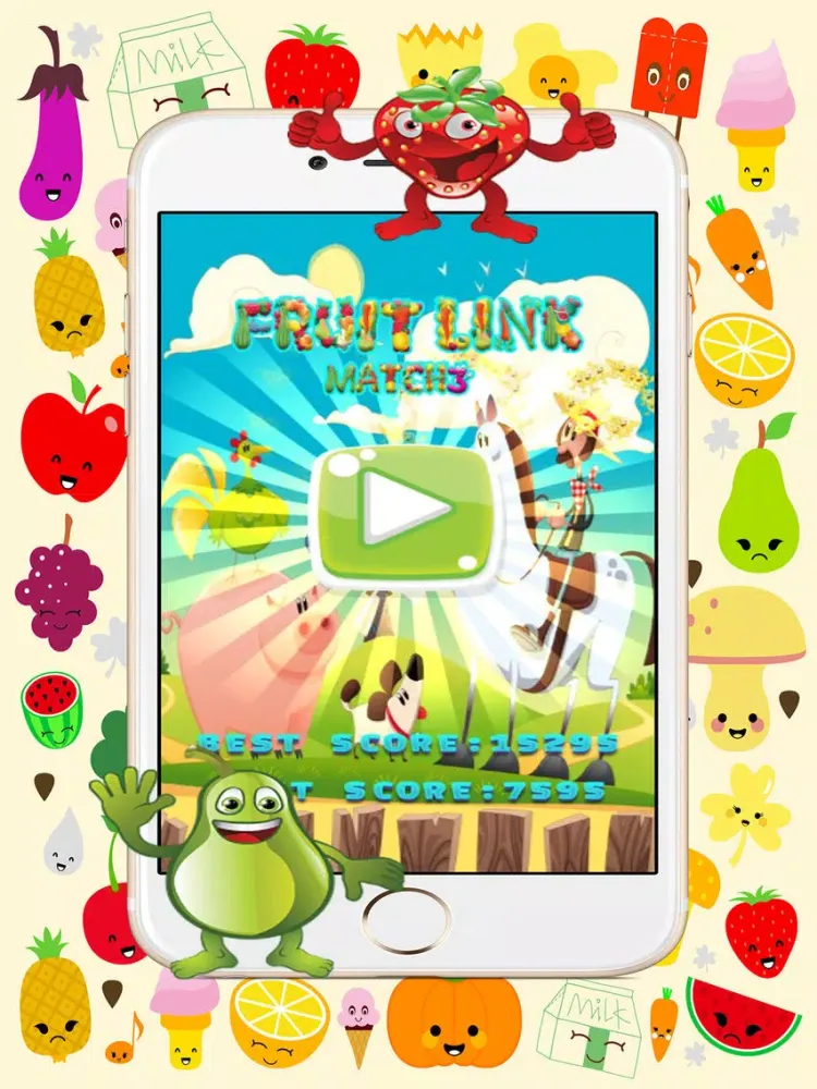 Ảnh chụp màn hình của Fruits Link is a match-3 puzzle game iPad 