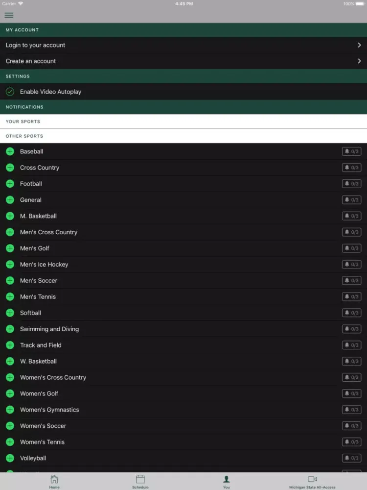 Ảnh chụp màn hình của Michigan State Spartans iPad 