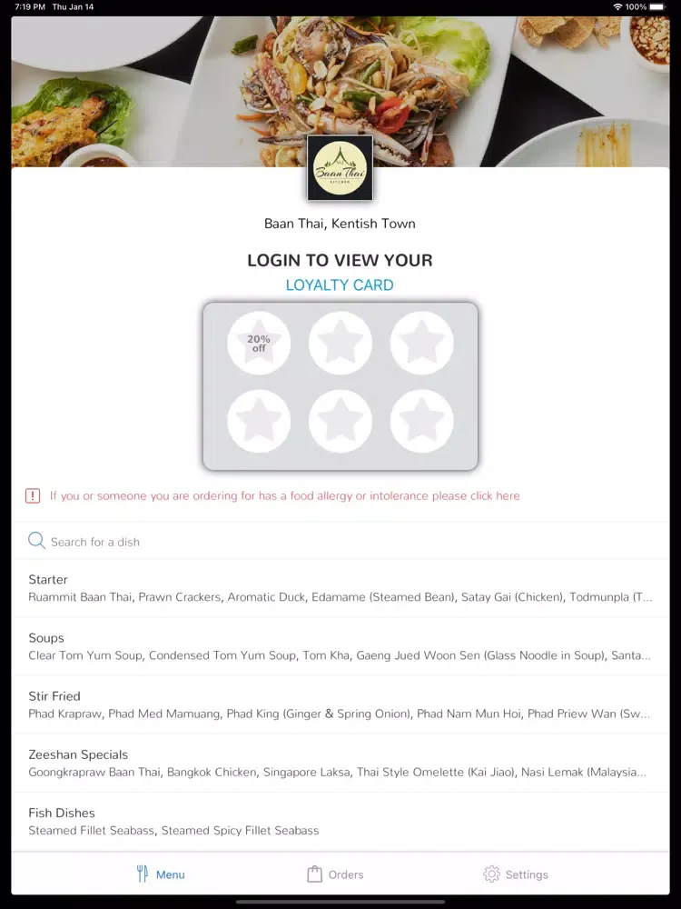 Baan Thai, Kentish Town iPad  স্ক্রিনশট